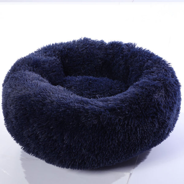 Round Plush Dog Bed — Deep Fill, Anti-Slip, for Small Dogs & Cats