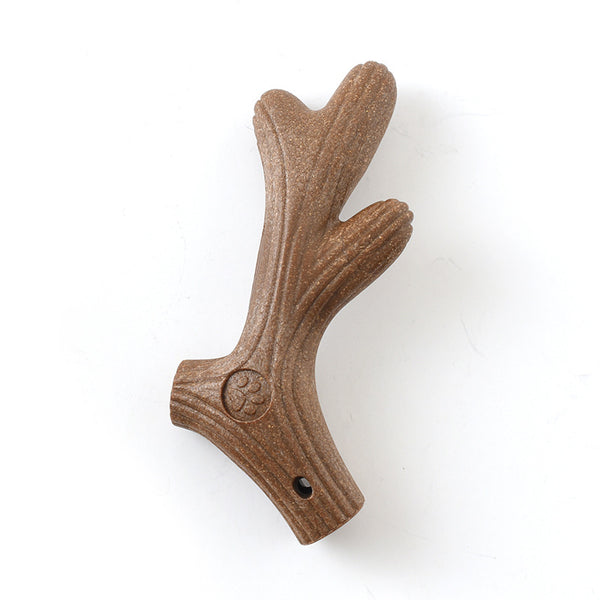 Pine Wood Dog Chew Toy — Bone-Shape Molar Stick for Dental Health