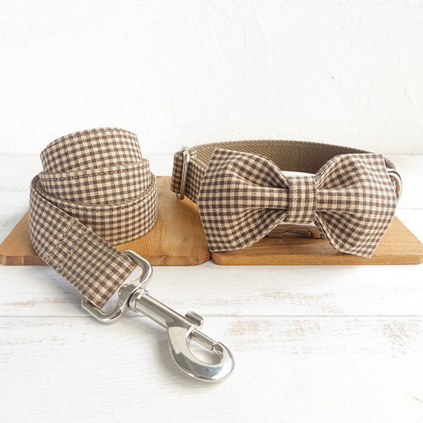 Plaid Dog Harness & Leash Set — Teddy Collar for XS–XL Breeds