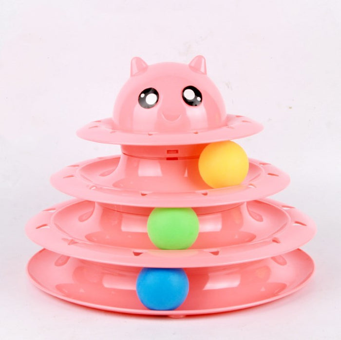 3-Tier Cat Spinning Ball Tower — Interactive Track Toy for Endless Play