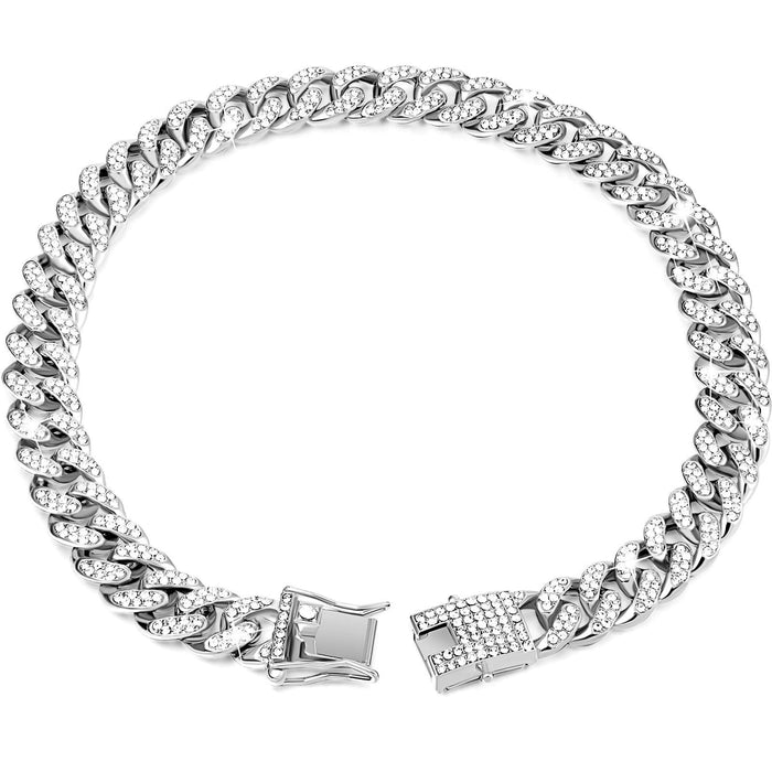 Diamond Hip Hop Dog Collar and Necklace Combo