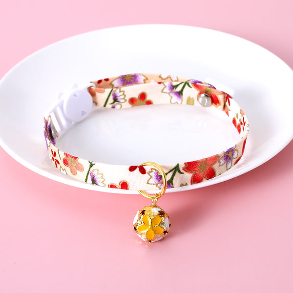 Adjustable Bell Pet Collar — Flower Hollow Design with Anti-Lost Bell