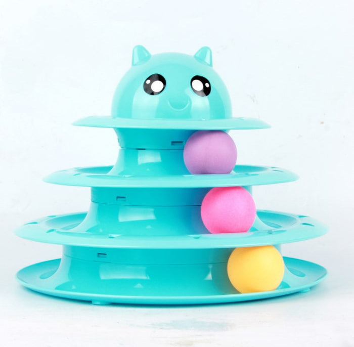 3-Tier Cat Spinning Ball Tower — Interactive Track Toy for Endless Play
