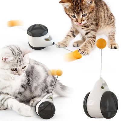 Cat Wobble Toy with Treat Dispenser — Self-Righting ABS Ball