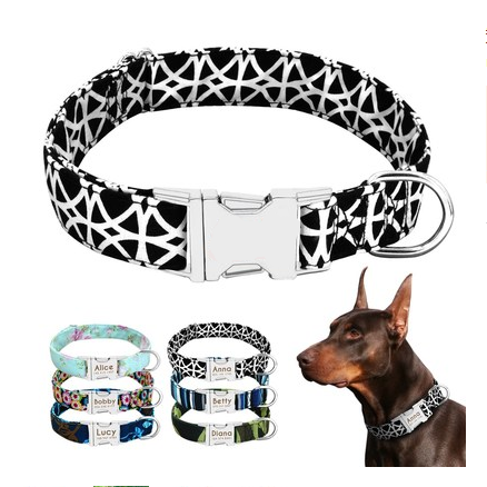 Personalized Engraved Dog Collar — Custom Name, Durable Nylon, Metal Buckle