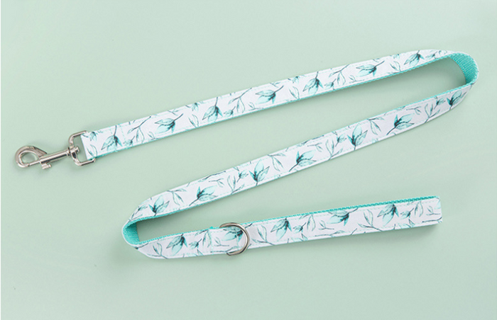Dog and Cat Collar Set with Bowtie and Tropical Leaves