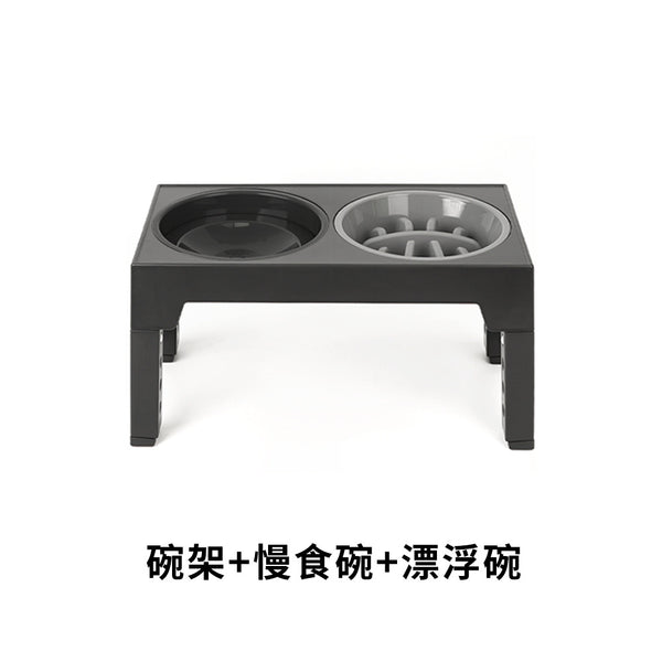 Elevated Slow Feeder Pet Bowl — 2-in-1 Stainless Steel Bowls on Raised Stand