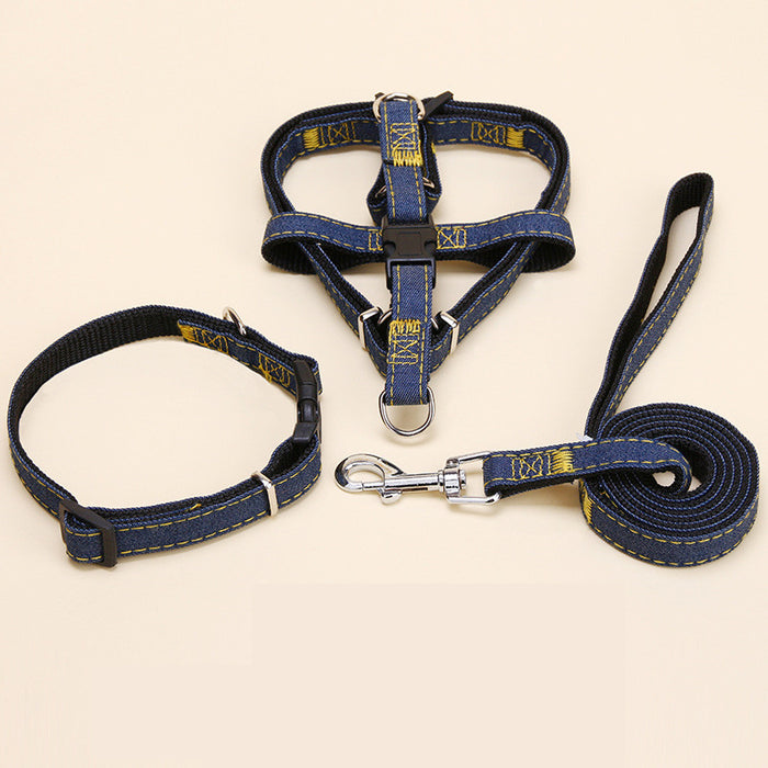 Denim Dog Harness & Leash Set — Style-Forward Walk Gear
