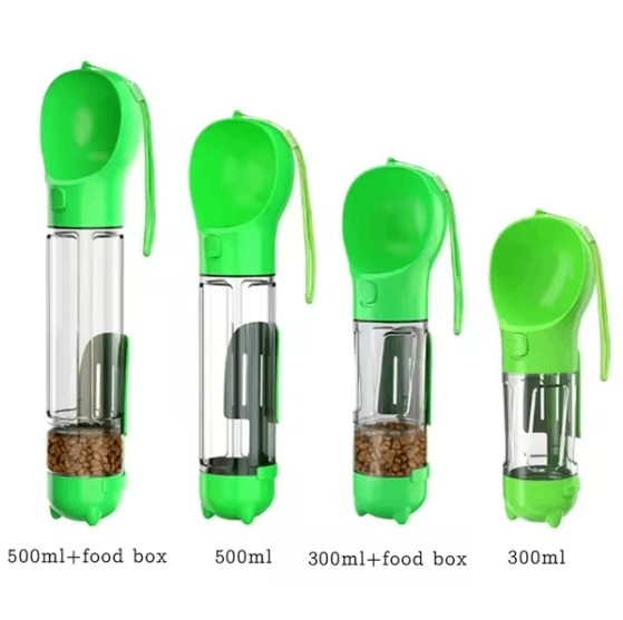 3-in-1 Portable Dog Water Bottle & Food Dispenser — All-in-One Travel Hydration & Feeding