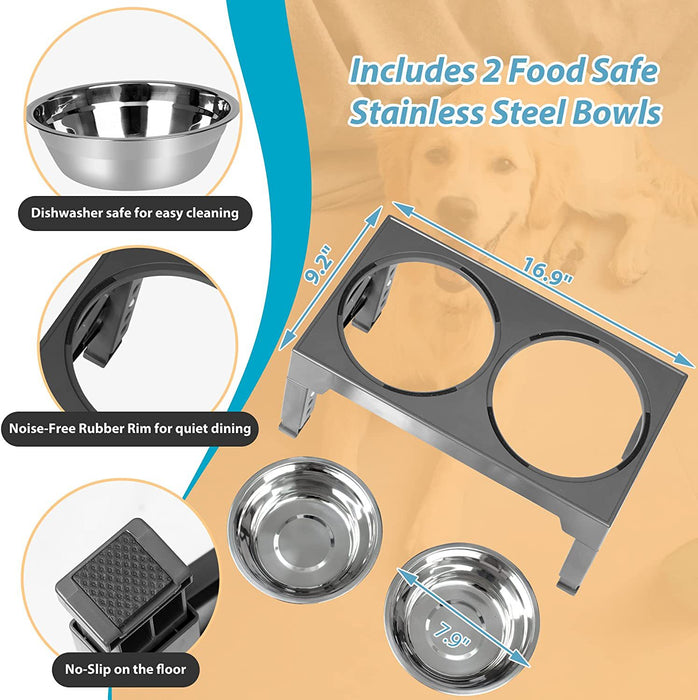 Elevated Slow Feeder Pet Bowl with Stainless Steel (2-in-1)