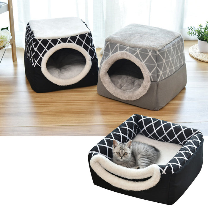 Space Capsule Pet Bed — Dual Use Villa for Cats & Dogs, Velvet + Sponge