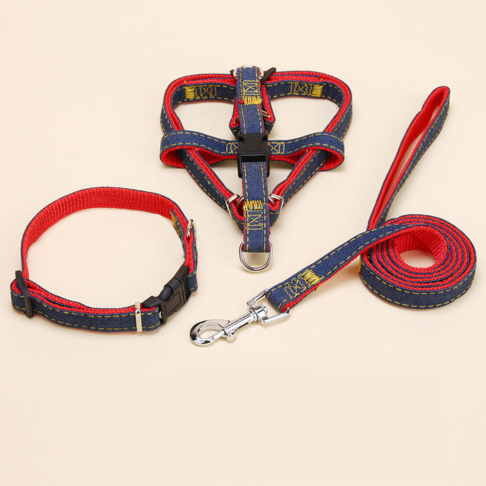 Denim Dog Harness & Leash Set — Style-Forward Walk Gear