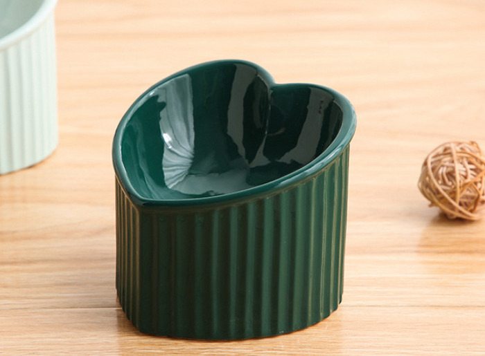 Slanted Ceramic Cat Bowl — Raised Angle for Easier Eating
