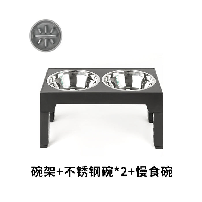 Elevated Slow Feeder Pet Bowl with Stainless Steel (2-in-1)