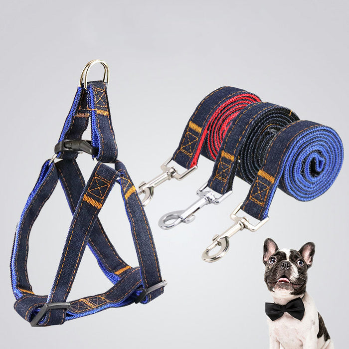 Denim Dog Harness & Leash Set — Style-Forward Walk Gear