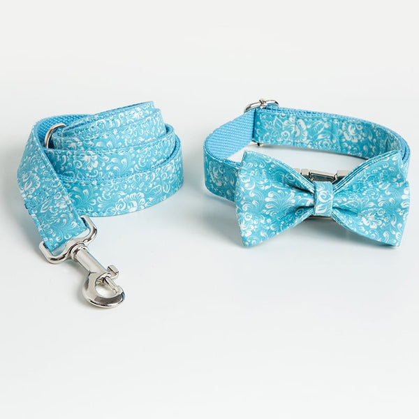 Personalized Dog Collar, Bow & Leash Set — Custom Polyester Walking Set