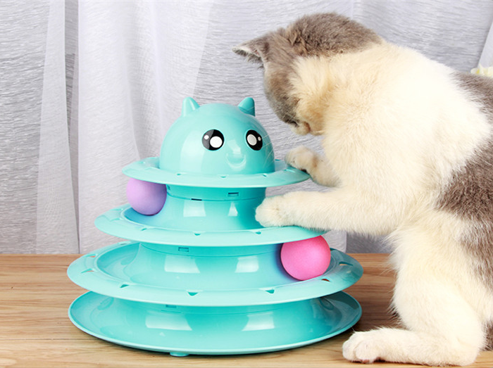 3-Tier Cat Spinning Ball Tower — Interactive Track Toy for Endless Play