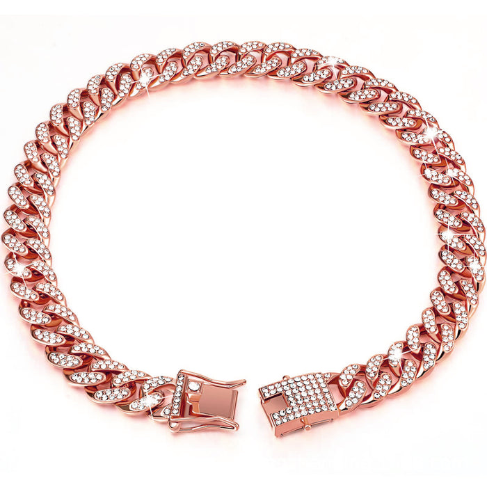 Diamond Hip Hop Dog Collar and Necklace Combo