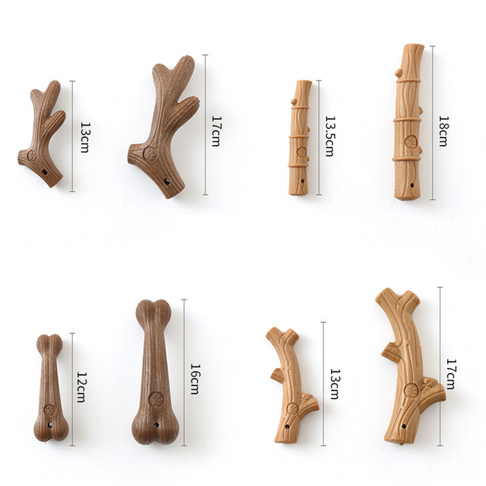 Durable Pine Wood Dog Chew Toy - Bone Shape Interactive