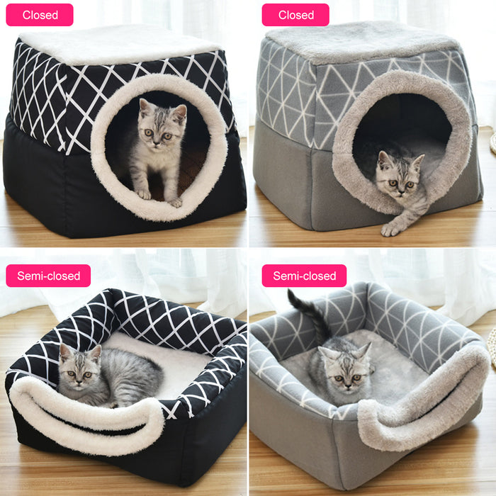 Space Capsule Pet Bed — Dual Use Villa for Cats & Dogs, Velvet + Sponge