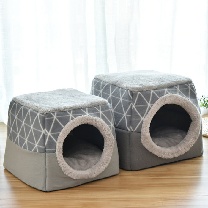Space Capsule Pet Bed — Dual Use Villa for Cats & Dogs, Velvet + Sponge