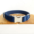 Velvet Finish Polyester Dog Collar — Adjustable, XS–XL, Navy Blue