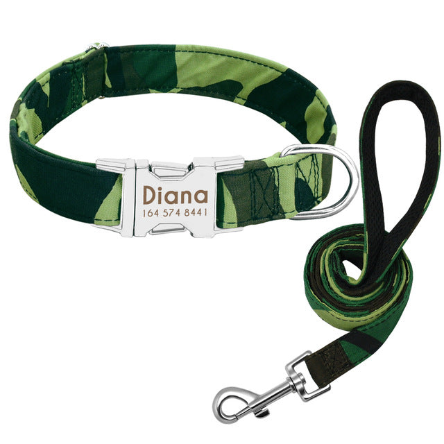 Personalized Engraved Dog Collar — Custom Name, Durable Nylon, Metal Buckle