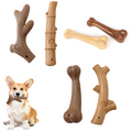 Durable Pine Wood Dog Chew Toy - Bone Shape Interactive