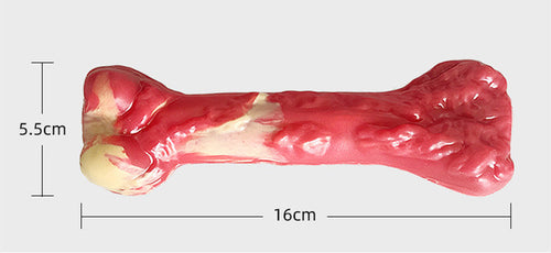 Bite-Resistant Rubber Dog Chew Bone — Squeaky Molar Toy, Two Sizes