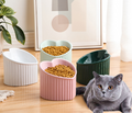 Slanted Ceramic Cat Bowl — Raised Angle for Easier Eating