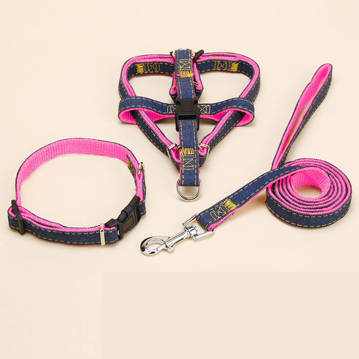 Denim Dog Harness & Leash Set — Style-Forward Walk Gear