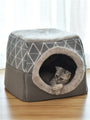 Space Capsule Pet Bed — Dual Use Villa for Cats & Dogs, Velvet + Sponge
