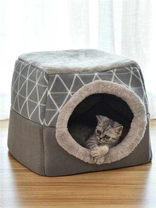 Space Capsule Pet Bed — Dual Use Villa for Cats & Dogs, Velvet + Sponge